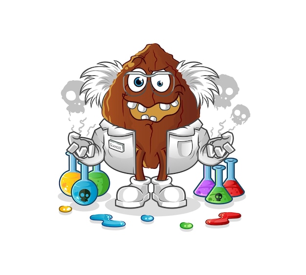 Cacao mad scientist illustration. character vector