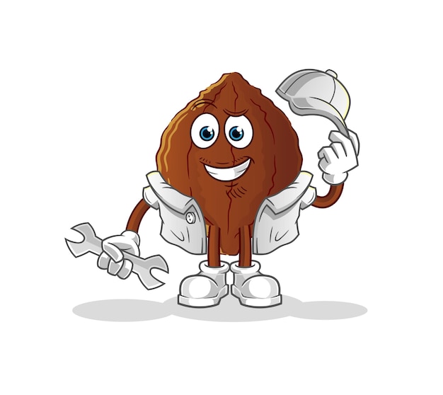 Cacao mechanic cartoon. cartoon mascot vector