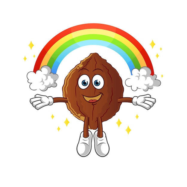 cacao met een regenboog. cartoon vector