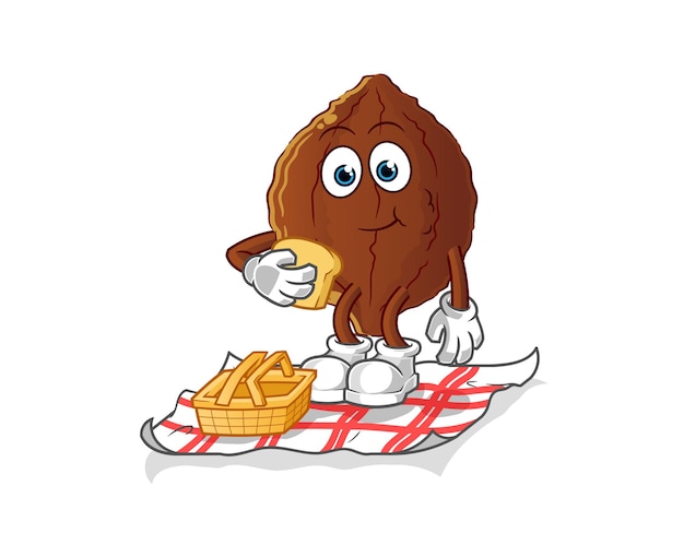 cacao on a picnic cartoon. cartoon mascot vector