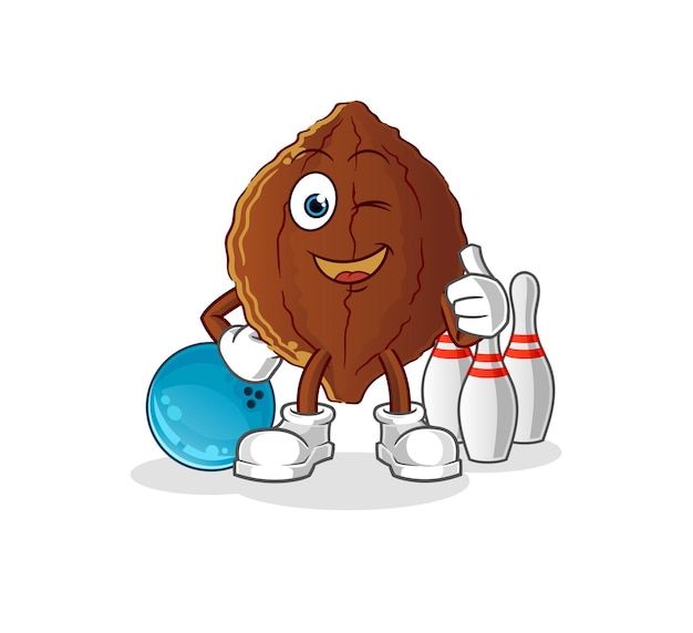 Cacao play bowling illustration character vector