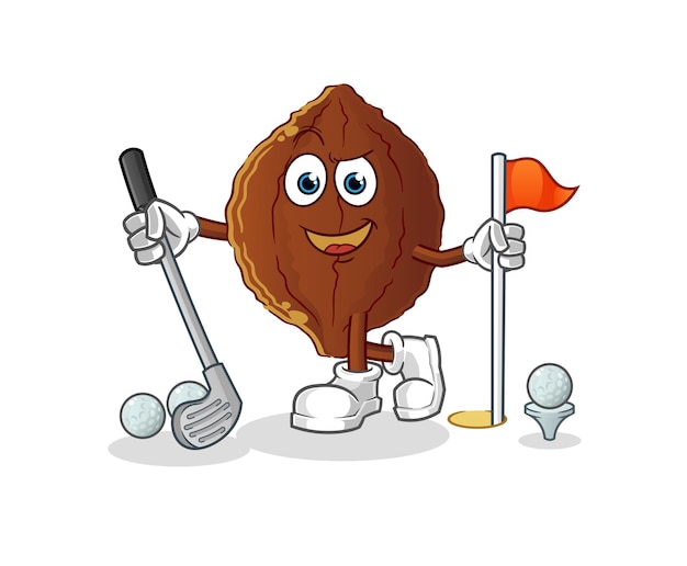 Cacao playing golf vector. cartoon character