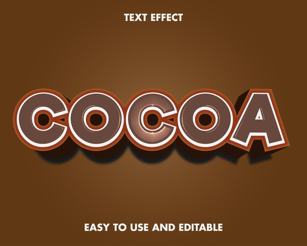 Cacao-teksteffect. bewerkbare tekenstijl.