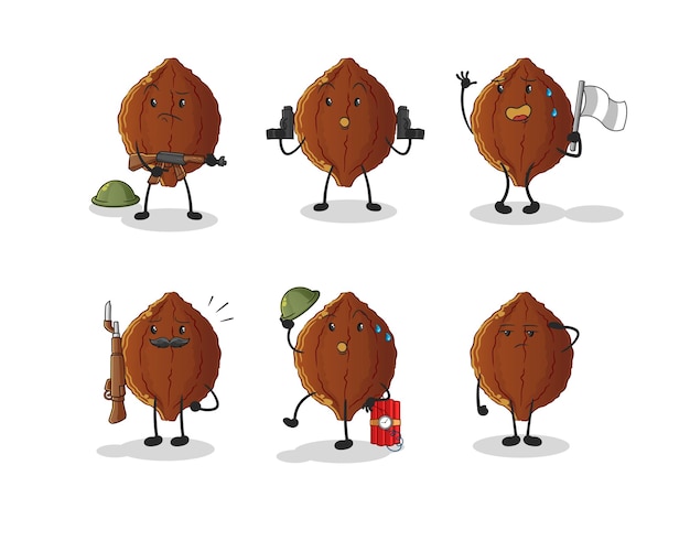 Cacao troepen karakter cartoon mascotte vector