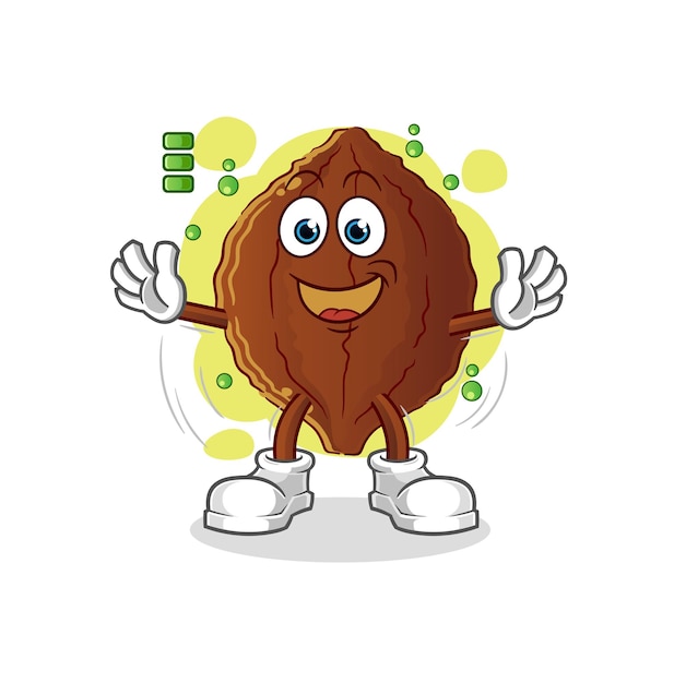 Cacao volle batterij karakter. cartoon mascotte vector