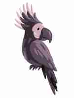 Vector cacatua dark parrot bird with black head animal illustration flat adorable