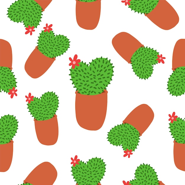 Cacti pattern in cartoon style