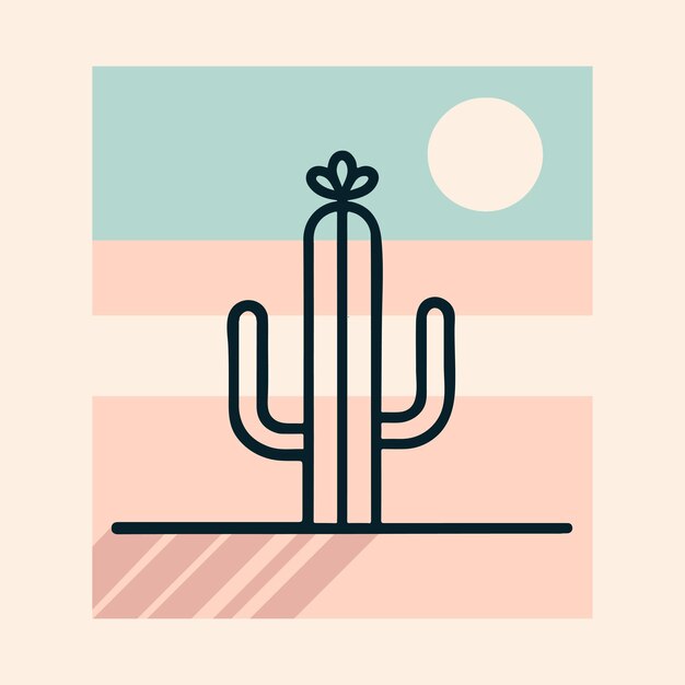 Vector cactus aesthetic design background