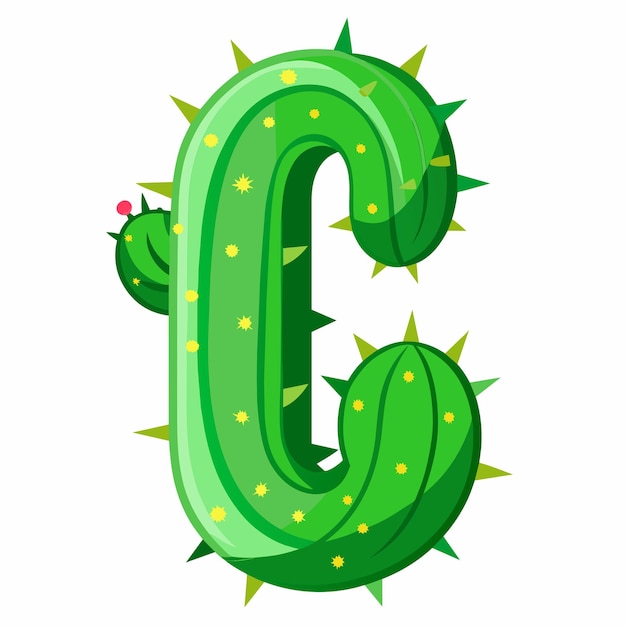 Cactus alfabet letter c vector op geïsoleerde witte achtergrond