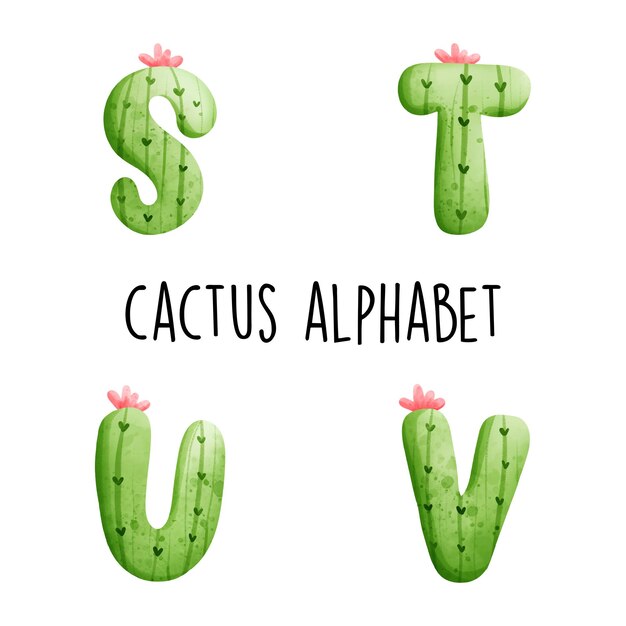 Cactus alfabet vector illustratie