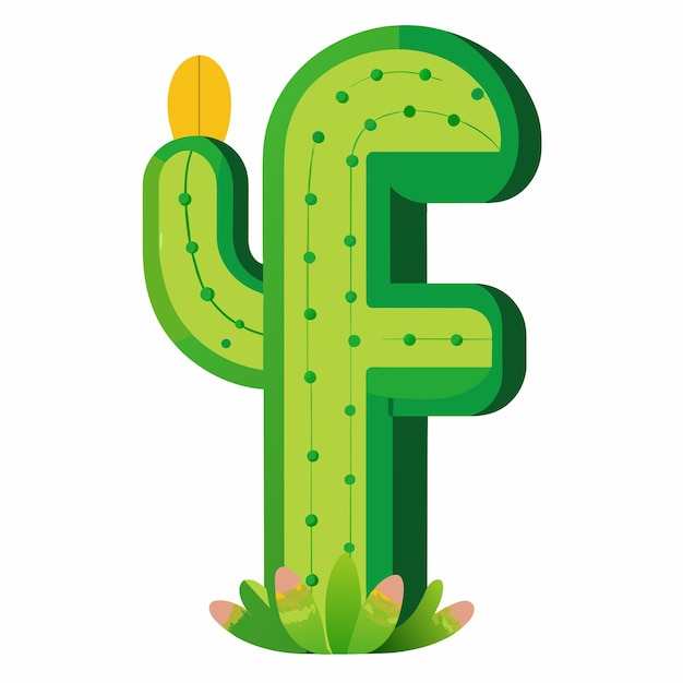 Vector cactus alphabet letter f vector on isolated white background