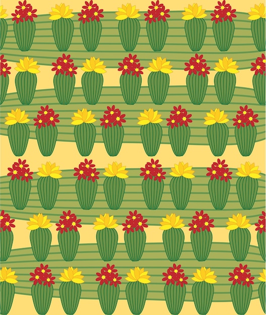 Cactus Background Seamless Pattern Exotic Plant Tropical