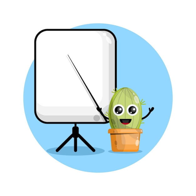 Cactus becomes a teacher cute character logo