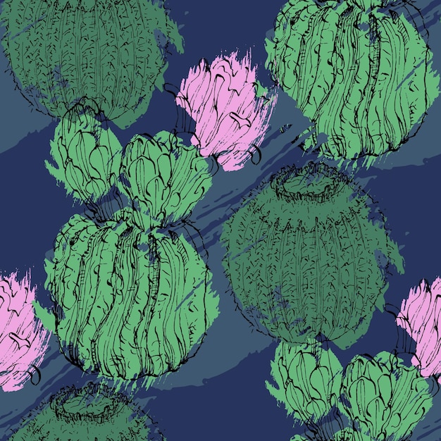 Cactus Boho Seamless Pattern