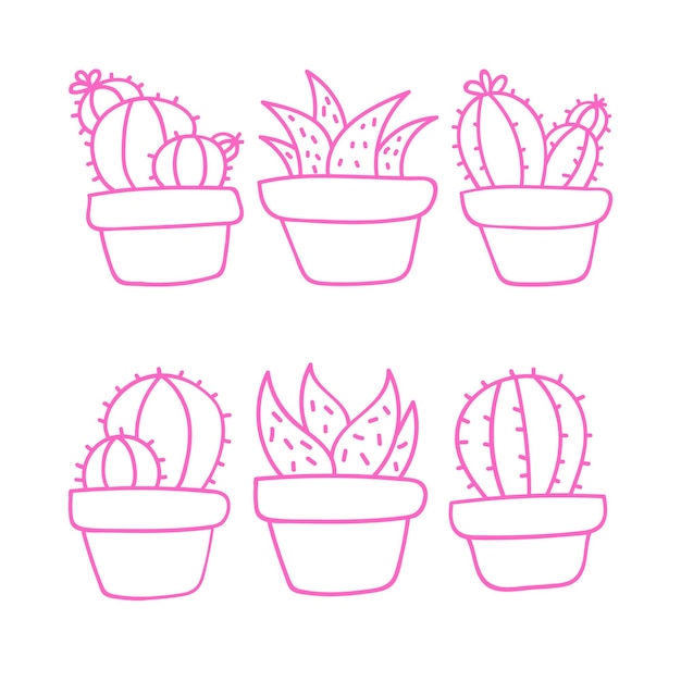 Vettore cactus, piante di cactus decorate, icona di piante succulente, illustrazione, grafica, clipart