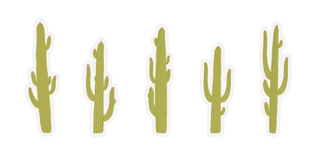 Cactus cactussen een set stickers