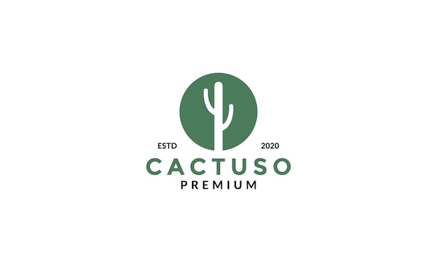 Cactus on circle silhouette logo design modern flower