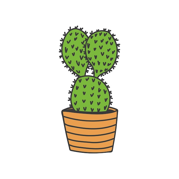 Cactus colorful doodle illustration in vector