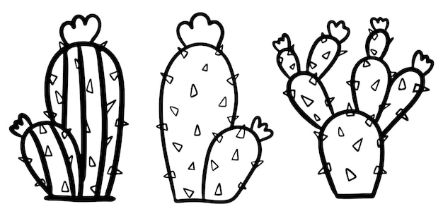 Cactus coloring page for kids line art vector blank printable design for children to fill in