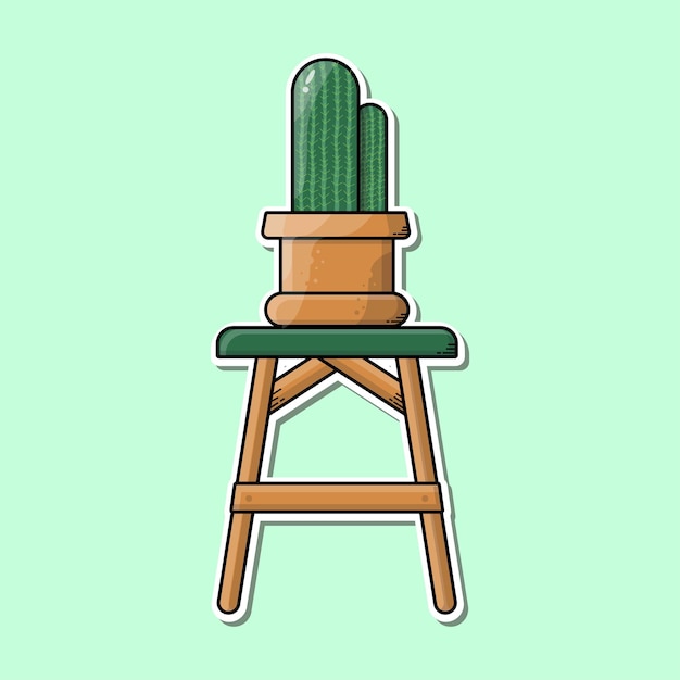 Cactus composition image on chair Free Vector