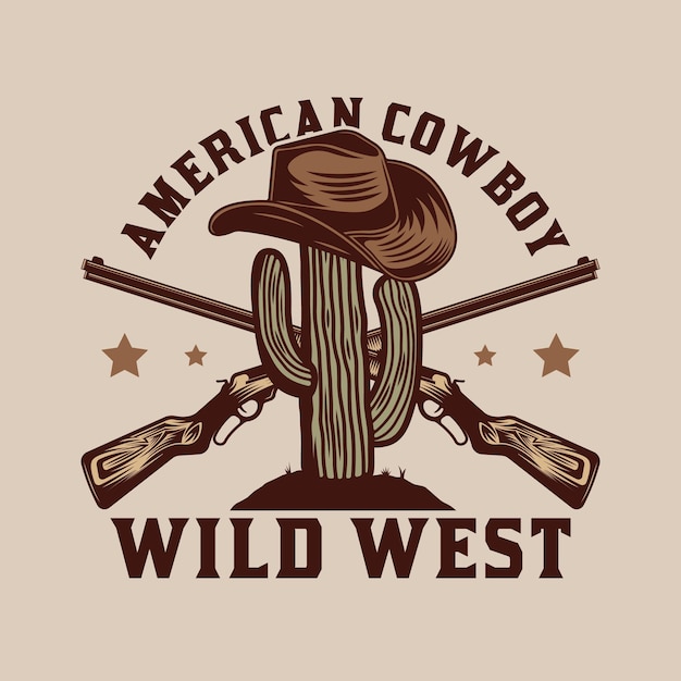 Cactus and cowboy hat badge design