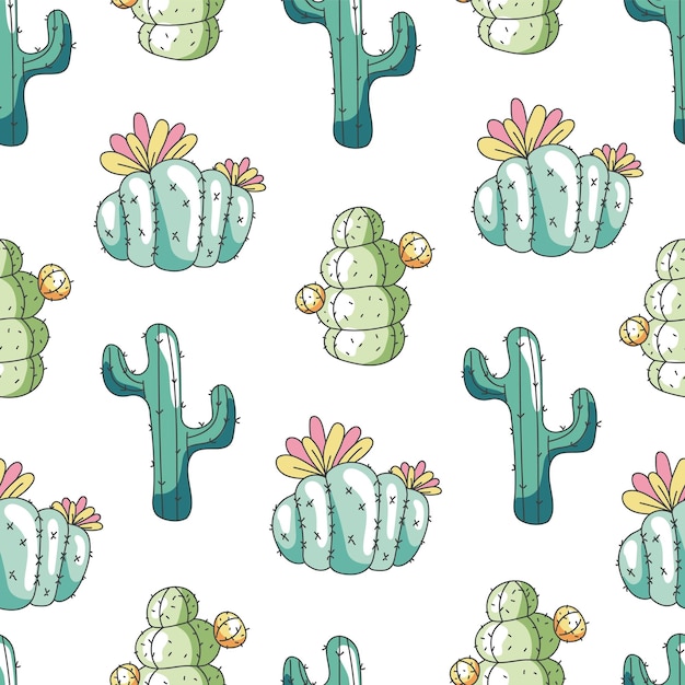 Cactus cute seamless pattern print background concept flat graphic design illustration