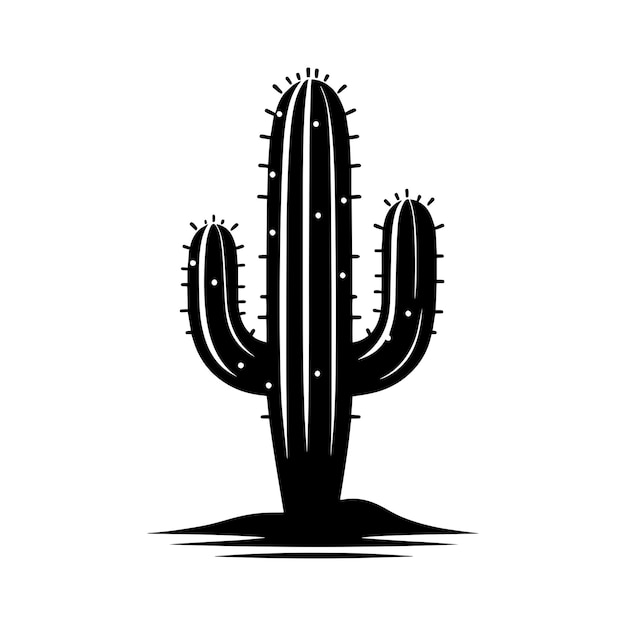 Cactus desert silhouette Flat vector illustration