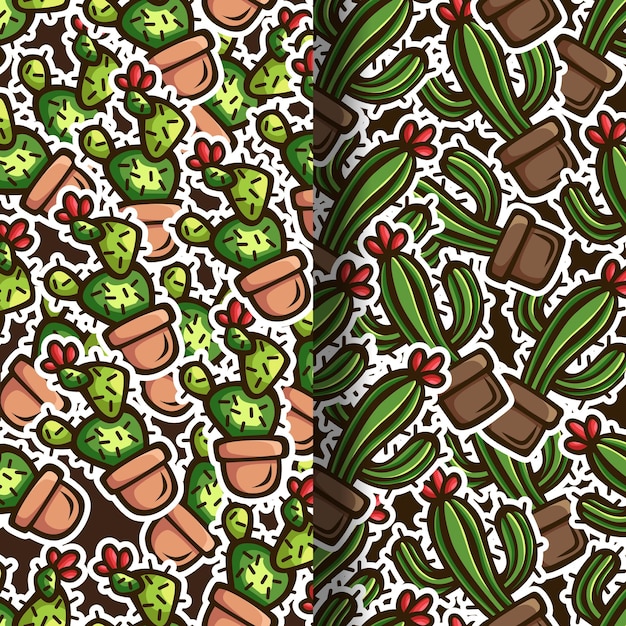 Vector cactus doodle vector seamless pattern design