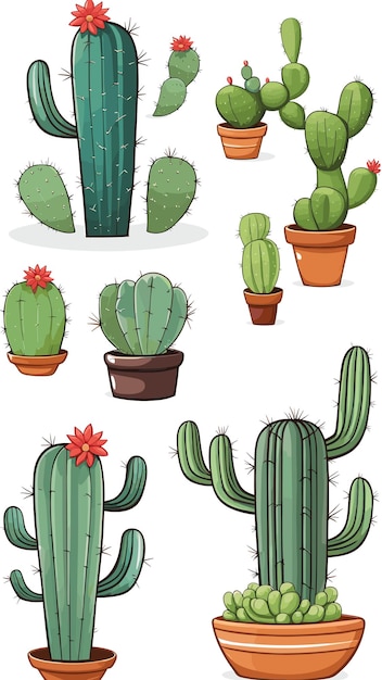 Vettore vettore di opere d'arte di cartoni animati di cactus