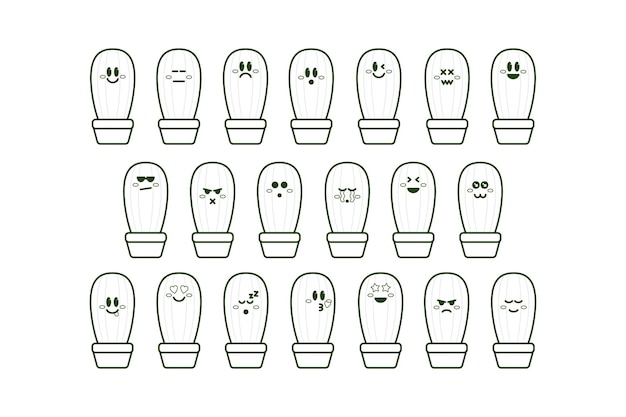 Illustrazione di doodle dell'emoticon del cactus