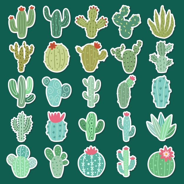 Cactus en succulent leuke sticker collectie