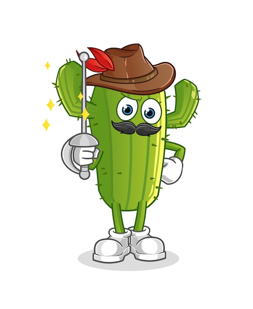 Cactus fencer character isolated on white