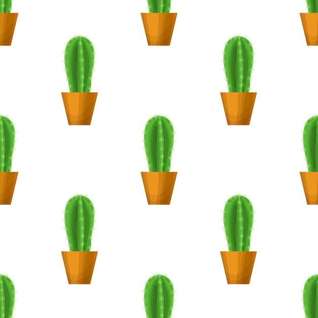 Cactus floral seamless pattern