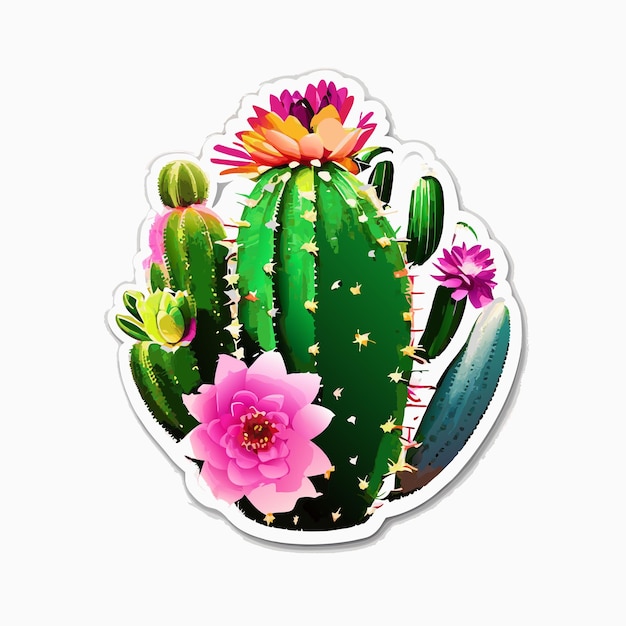 Premium Vector Cactus flower desert plant sticker
