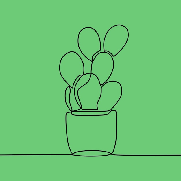 Cactus and Flower in one line art