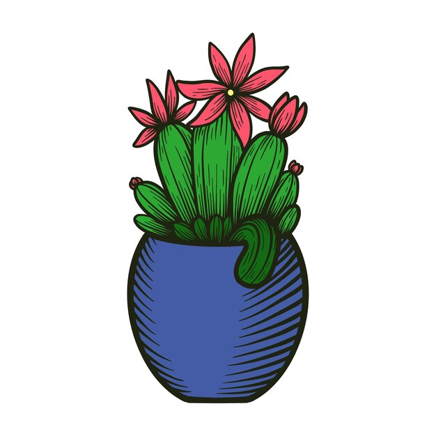 Cactus Flower Vintage Illustration