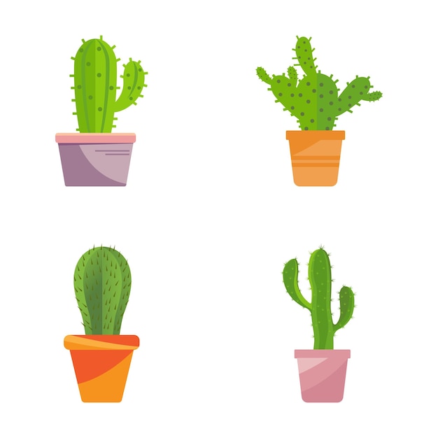 Cactus in vaso di fiori logo illustrazione vettoriale