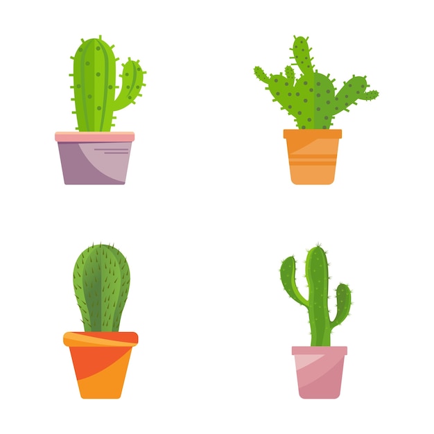 Cactus in flowerpot logo Vector illustration