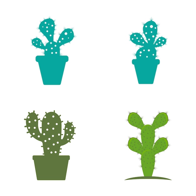 Cactus in flowerpot logo Vector illustration