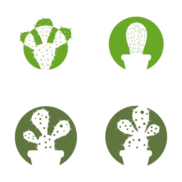 Cactus in vaso di fiori logo illustrazione vettoriale