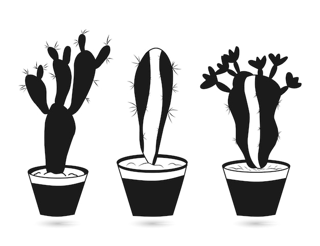 Vector cactus geïsoleerde vector silhouetten