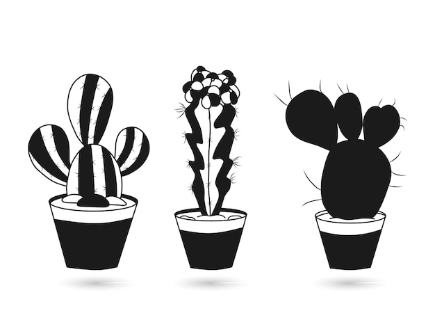 Cactus geïsoleerde vector silhouetten