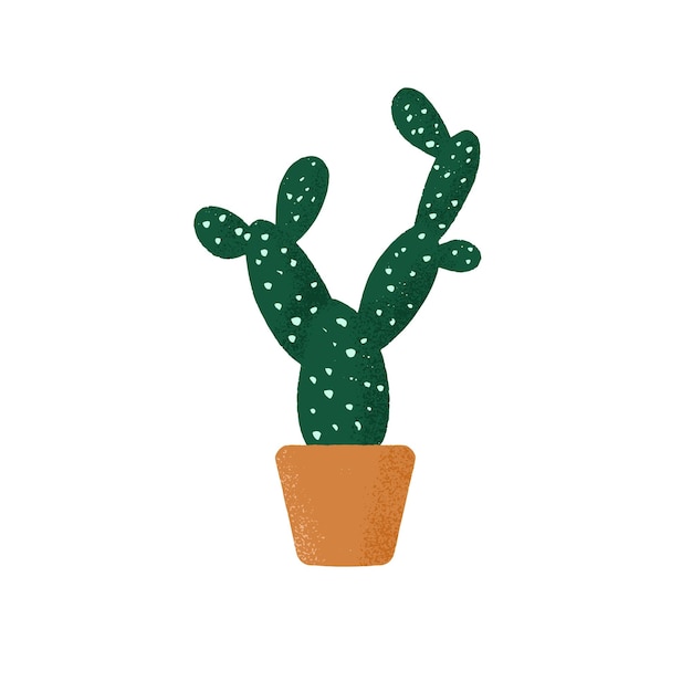 Cactus groeien in keramische pot indoor groene cactussen spiny kamerplant interieur kamerplant in bloempot gekleurde plat getextureerde vectorillustratie geïsoleerd op witte achtergrond