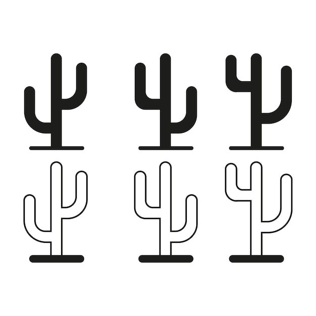 Cactus Icon set Cactus Plant Vector illustratie voorraad beeld