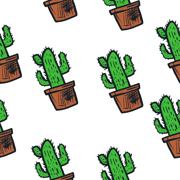 Cactus illustration vector pattern seamless