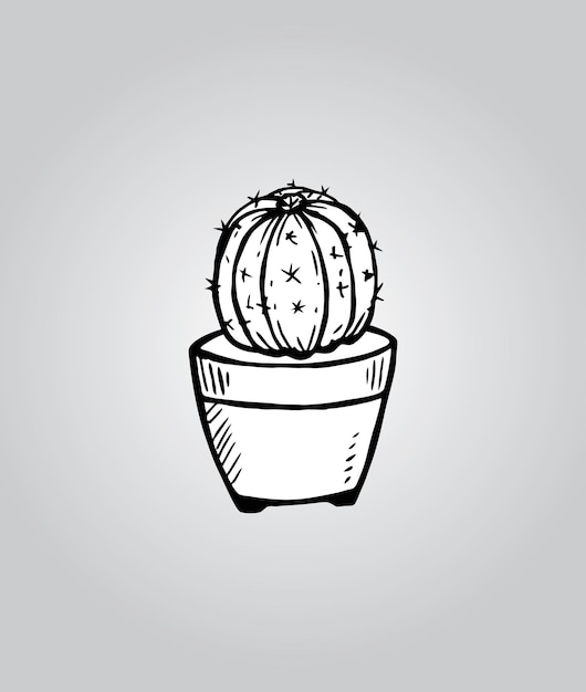 Cactus in een pot doodle vector illustratie van een cactus sappige plant geïsoleerd op een witte achtergrond