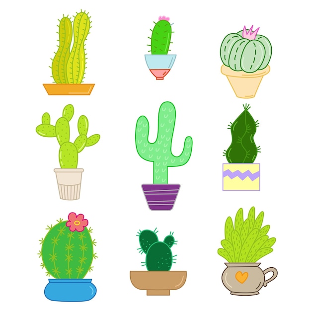 cactus in kleur doodle stijl