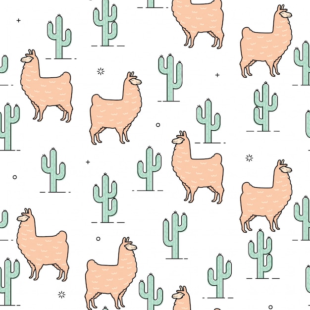 Fondo del modello del lama e del cactus