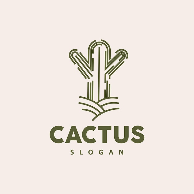 Vector cactus logo desert green plant vector simple design elegant line style icon illustration symbol