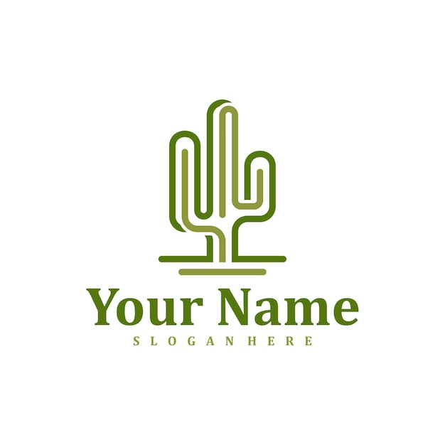 Modello di progettazione del logo cactus illustrazione vettoriale del logo creative cactus